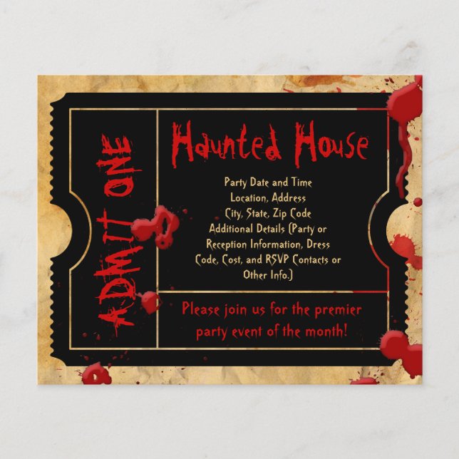 Black Biljett Blood Splatter Haunted House Flyers (Framsidan)