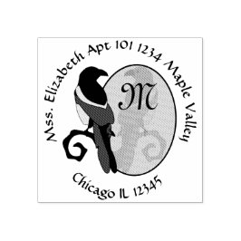 Black Billed Magpie Monogram Home Adress Stämpel