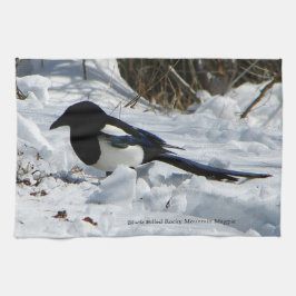 Black Billed Rocky Mountain Magpie towel Kökshandduk