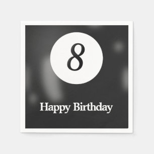 Black Billiard Åtta Boll Födelsedagsfest Pappersservett