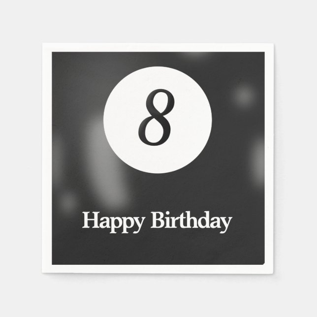 Black Billiard Åtta Boll Födelsedagsfest Pappersservett (Framsidan)