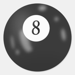 Black Billiard Eight Boll Runt Klistermärke