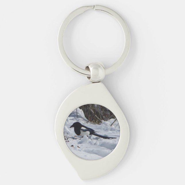 Black Billy Rocky Mountain Magpie metall nyckelrin Swirl Silverfärgad Nyckelring (Framsidan)