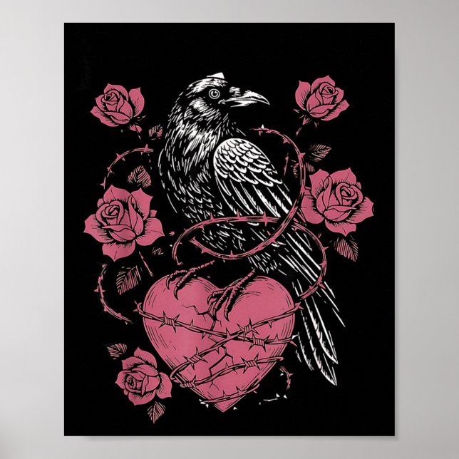 Black Bird F-caw-f Funny Valentines Day  Poster (Framsidan)