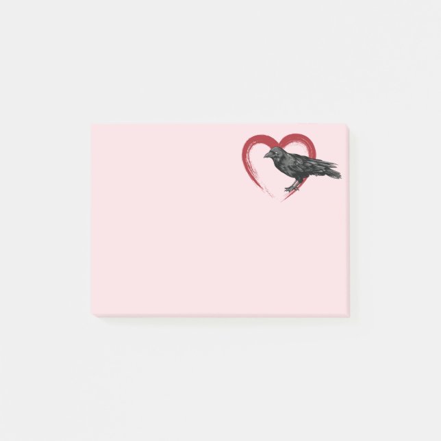 Black Bird Heart Raven Post it Notes Post-it Block (Framsida)