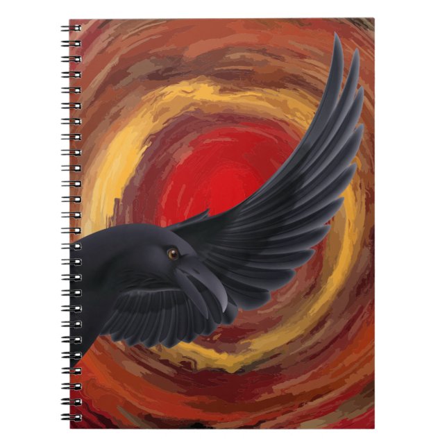 Black Bird Raven Notebook Anteckningsbok (Framsidan)