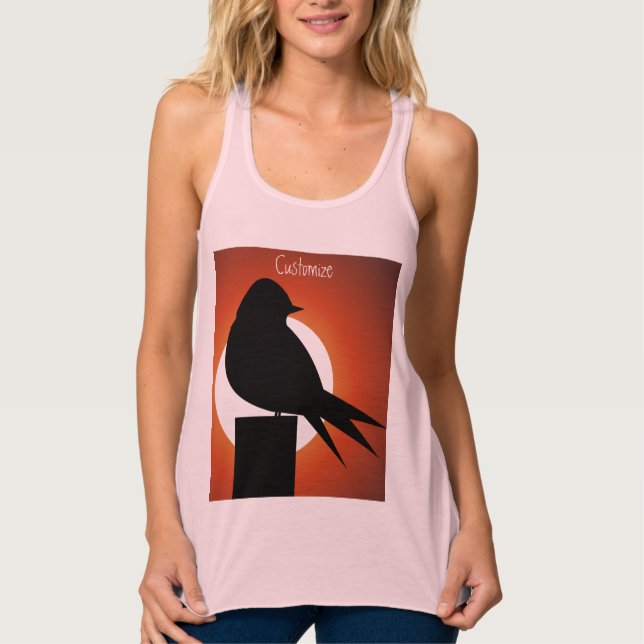 Black Bird Silhouette Sol Thunder_Cove Linne Med Racerback (Framsida)