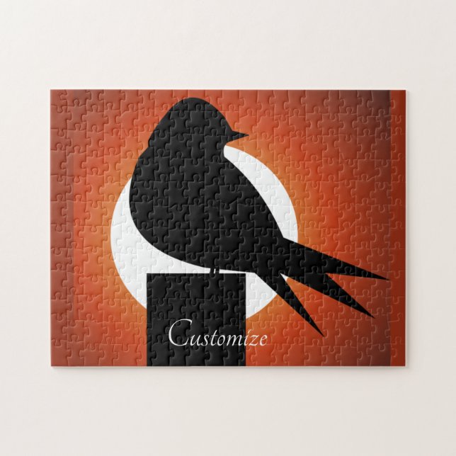 Black Bird Silhouette Sol Thunder_Cove Pussel (Horisontell)