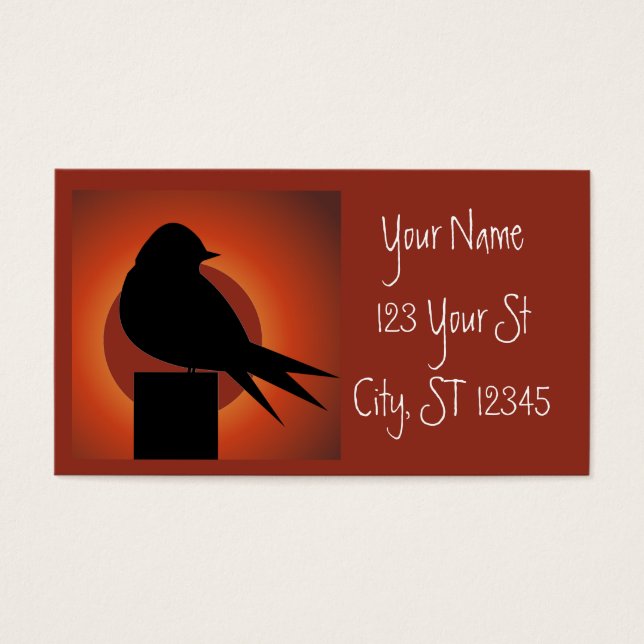 Black Bird Silhouette Sol Thunder_Cove Visitkort (Framsidan)