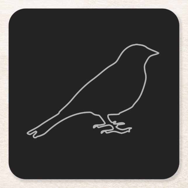 Black Bird Underlägg Papper Kvadrat (Framsidan)