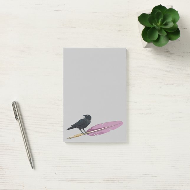 Black Birds Feather Pen Raven Post-it Block (Kontor)