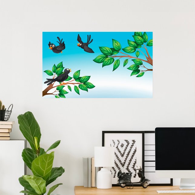 Black Birds on Tree Branches Poster (Skapare uppladdad)