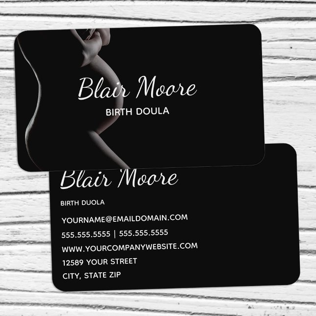 Black Birth Doula Midfru Gravid Affärskort Visitkort (Black Birth Doula Midwife Pregnancy Business Cards)