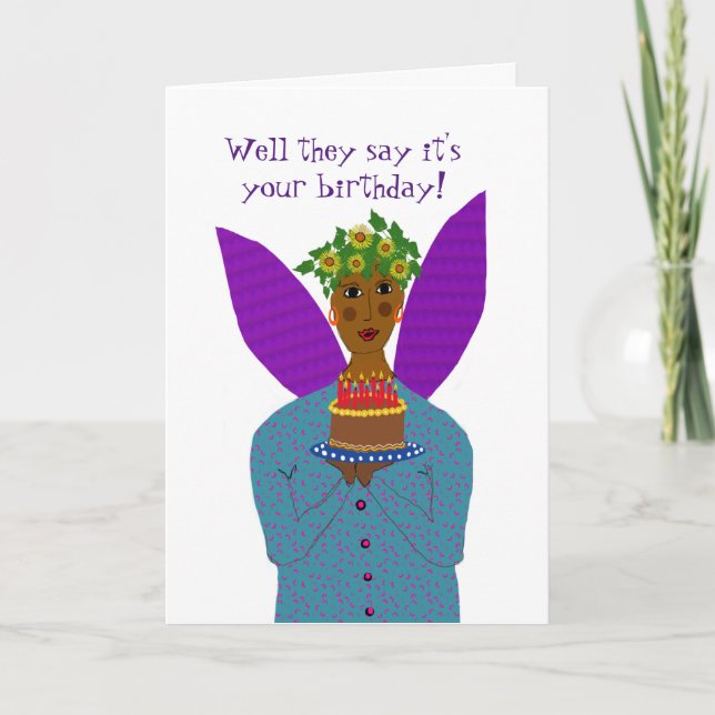 Black Birthday Angel har ett tårtkort Tack Kort (Framsida)