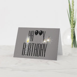 Black Birthday-ballonger med Sparkler Kort