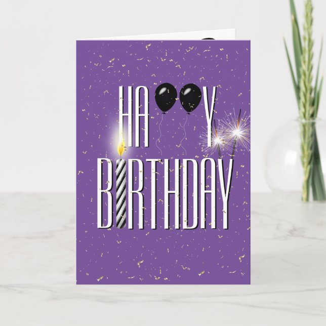 Black Birthday-ballonger med Sparklers Kort (Framsida)