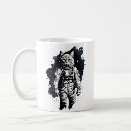 Black Bläck Astronaut Cat Design Kaffemugg