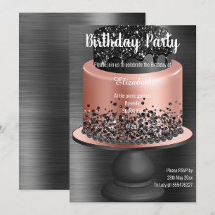 BLACK BLACK BLACK CAKE BIRTHDAY-INBJUDAN ro Inbjudningar