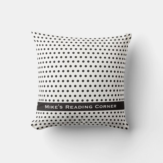 Bläck Black Polkadot Mönster Kudde (Framsida)