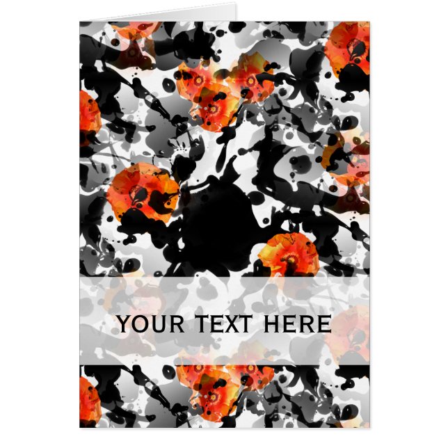 BLACK BLÄCK & POPPIES mönster + din backgr. & idée Hälsningskort (Framsidan)