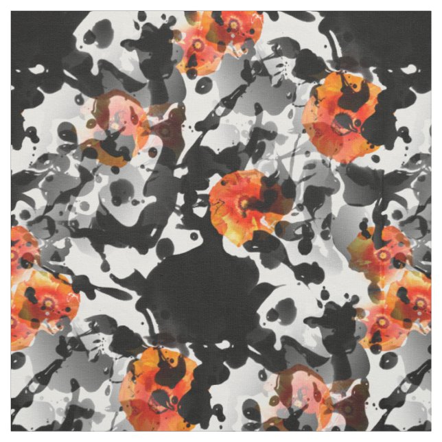 BLACK BLÄCK & POPPIES mönster + din backgr. & idée Tyg (Provkarta)