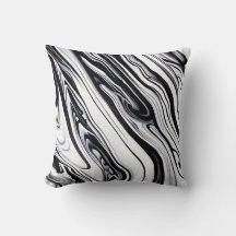 Black Bläck Swirls Marble Pillow - Timless Eleganc