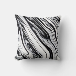 Black Bläck Swirls Marble Pillow - Timless Eleganc Kudde