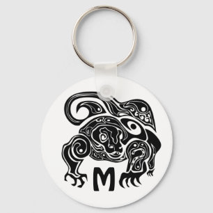 Black Bläck Tribal Komo Dragon Silhouette Nyckelring