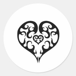 Black Blasing Heart Emblem Design Runt Klistermärke