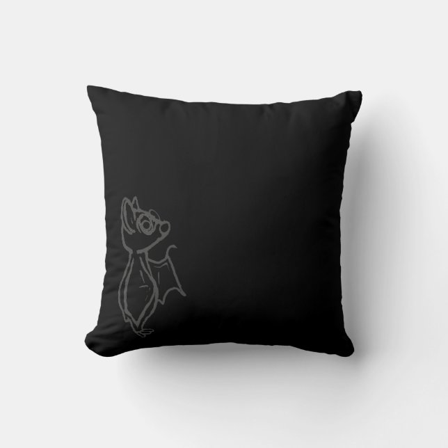 Black Blinky Bat outlined Throw Pillow Kudde (Framsida)