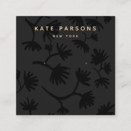 Black Blommigt Ararring Jewelry Visning Fyrkantigt Visitkort