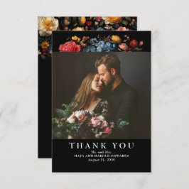 Black Blommigt Botanical Bröllop Photo Tack