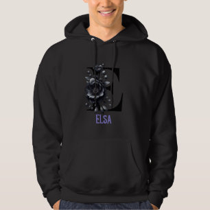 Black Blommigt Brev Elsa Alphabet Girl Namn Hoodie