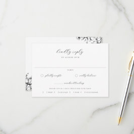 Black Blommigt Bröllop Meal Choice OSA Kort