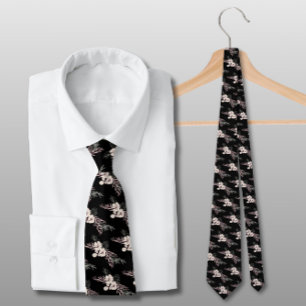 Black Blommigt Bröllop Neck Tie Slips