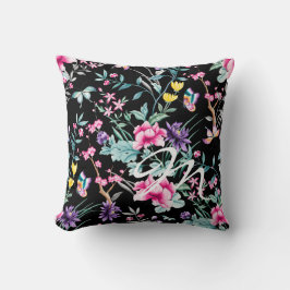 Black Blommigt & Butterfly Monogram Dekorativ kudd Kudde