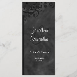 Black Blommigt Chalkbaord Goth Bröllopsprograms Program