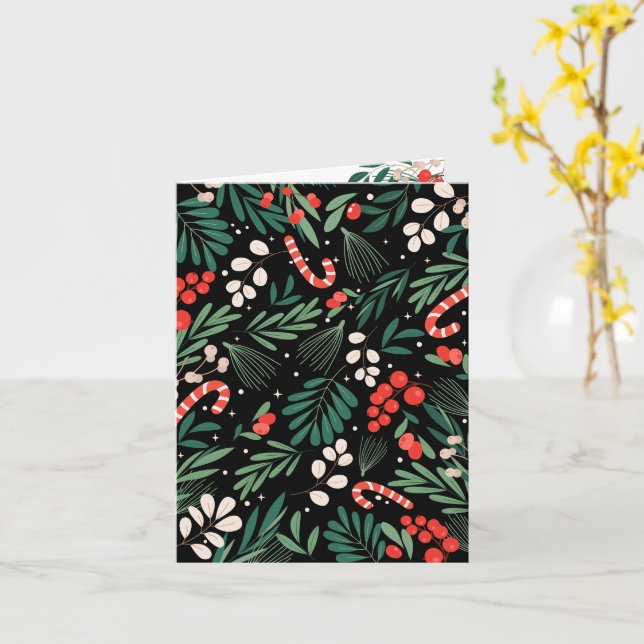 Black blommigt christmas kort (Gul blomma)
