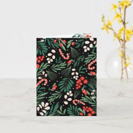 Black blommigt christmas kort