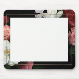 Black Blommigt Faux Guld Ram Vintage Musmatta