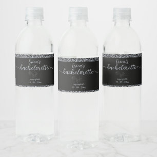 Black Blommigt Gothic Bachelorette Party Vattenflaskor Etikett