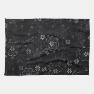 Black Blommigt Kitchen Towel Kökshandduk