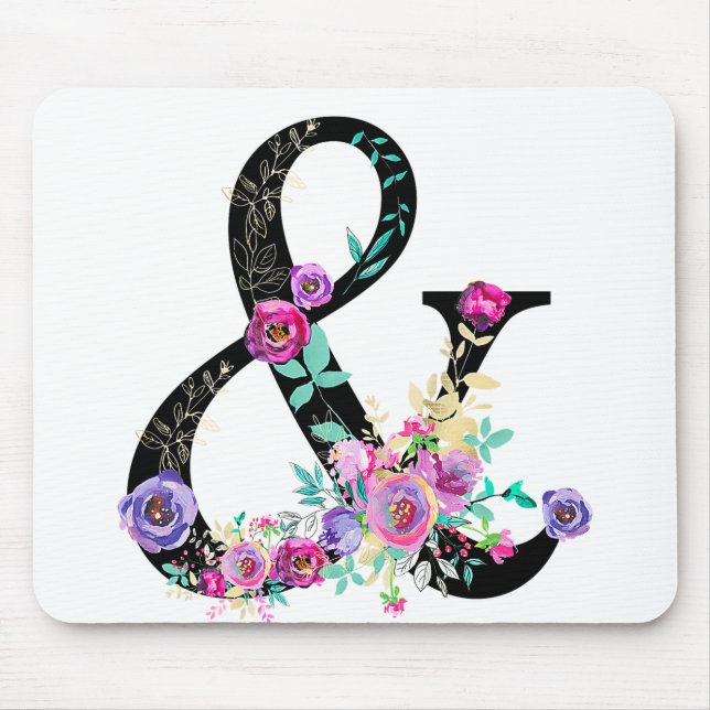 Black Blommigt Modern Ampersand Chic Rustic Land Musmatta (Framsidan)