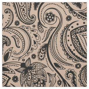 Black Blommigt Paisley-Anpassningsbar Tan-bakgrund Tyg