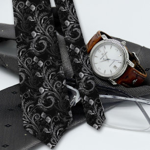 Black Blommigt Paisley Lacworking Mönster Slips