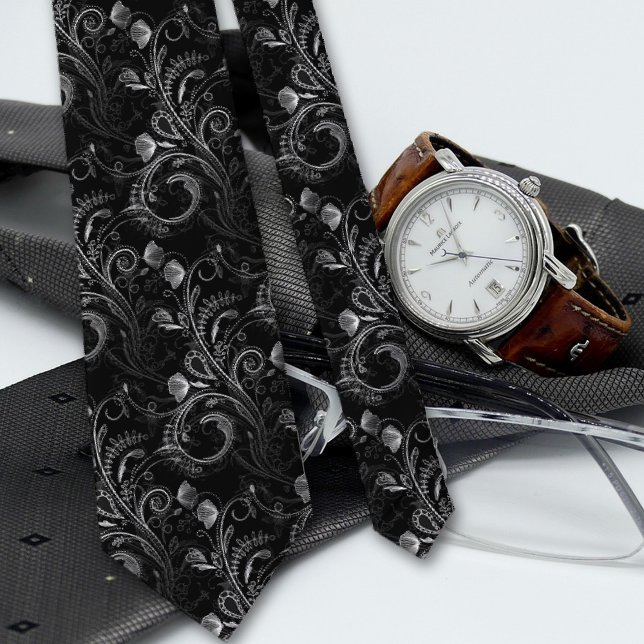 Black Blommigt Paisley Lacworking Mönster Slips (Skapare uppladdad)