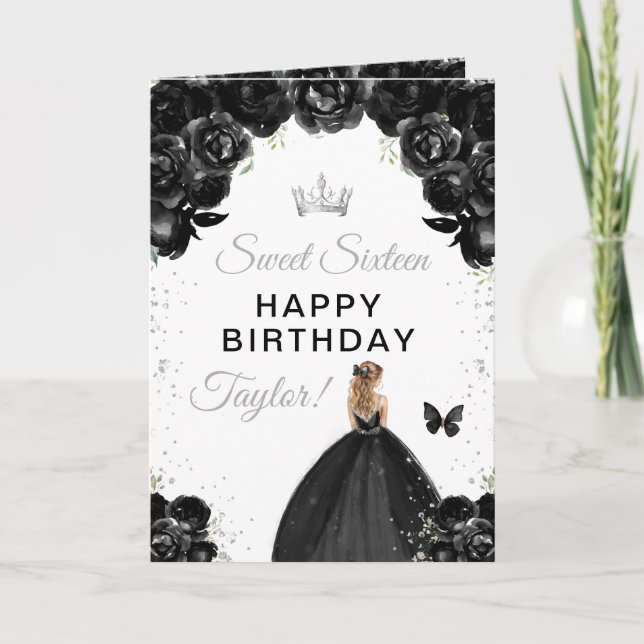Black Blonde Hair Girl Sweet sixteen Birthday Kort (Framsida)