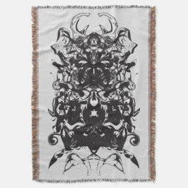 Bläck Blot Art Black Symmetrical Abstrakt Filt