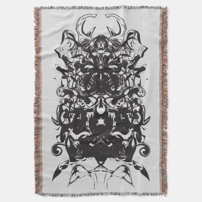 Bläck Blot Art Black Symmetrical Abstrakt Filt (Framsidan Vertikal)