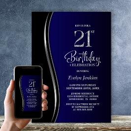 Black Blue 21:a födelsedagen Party Inbjudningar